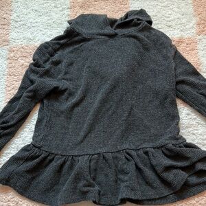 Dark Grey Peplum Hooded Shirt